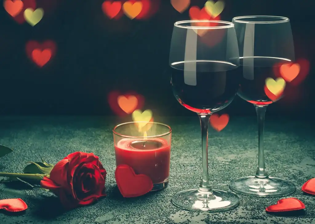 כוסות יין ולבבות