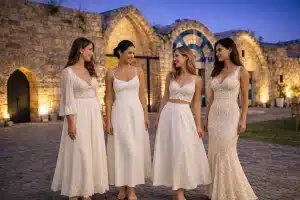 הדמיה של שמלות כלה לחתונה בטבע באווירה חופשית